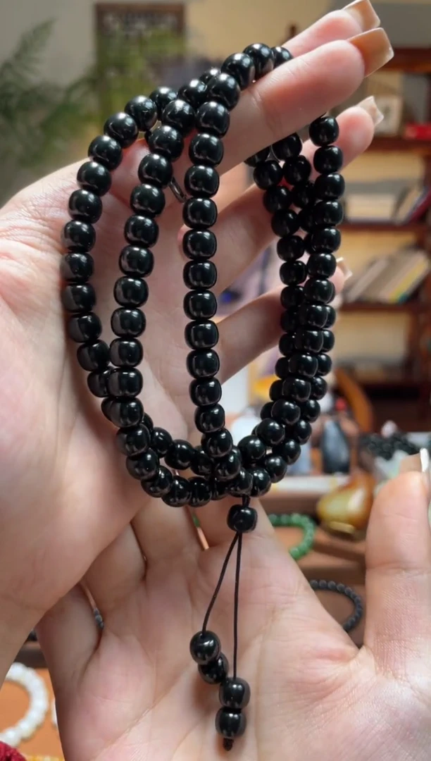 项链未镶嵌和田玉黑6-7的108