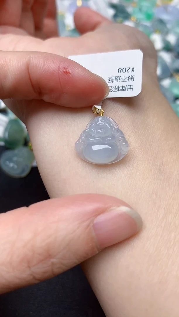 颈饰18K金镶嵌翡翠天然缅甸A货翡翠