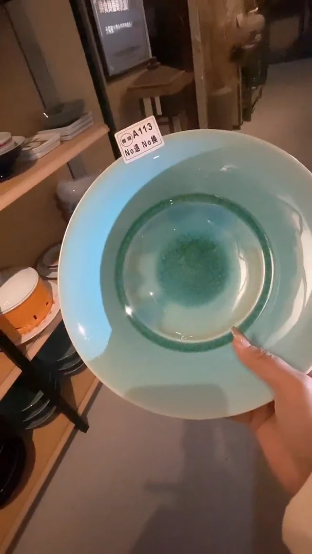 【闪购商品】碗a113蓝色玻化绿结晶盘