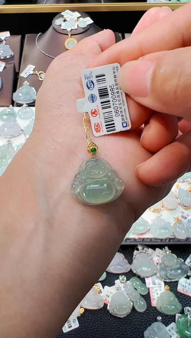 【闪购商品】翡翠吊坠(不含链)18K金镶嵌佛公吊坠985