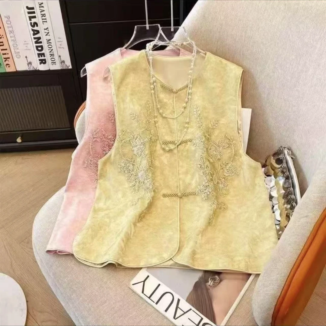 新款轻奢时尚减龄洋气百搭重工亮片绣花时尚春夏马甲