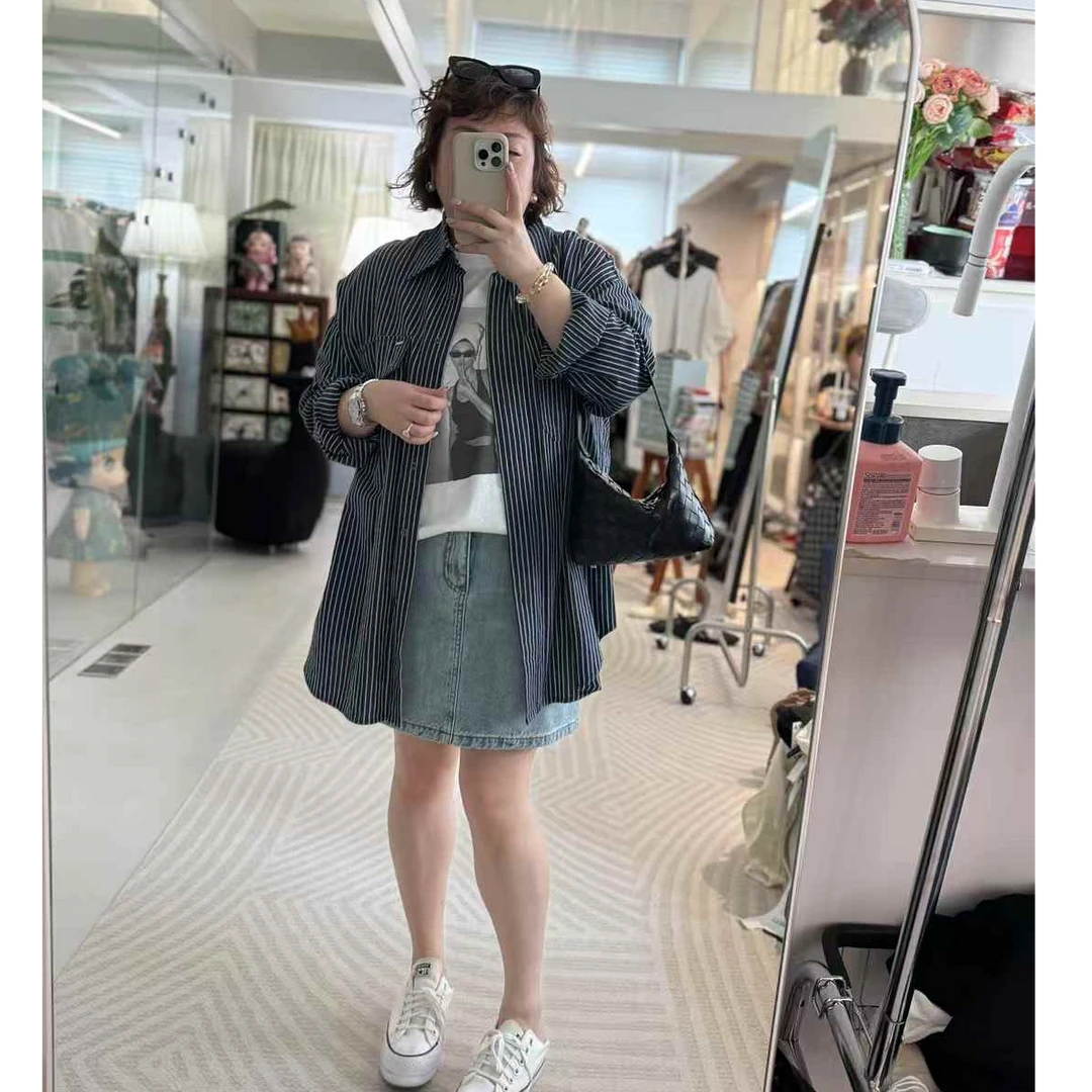 MEET  夏季定制版棉麻条纹衬衣