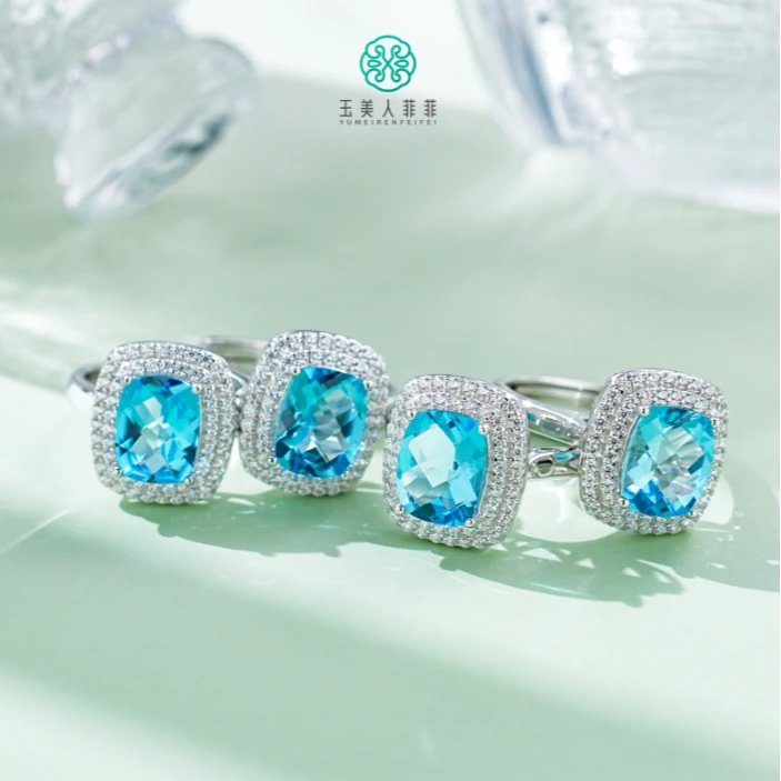 石惑珠宝~托帕石方面戒指约7*9mm*多样性发一