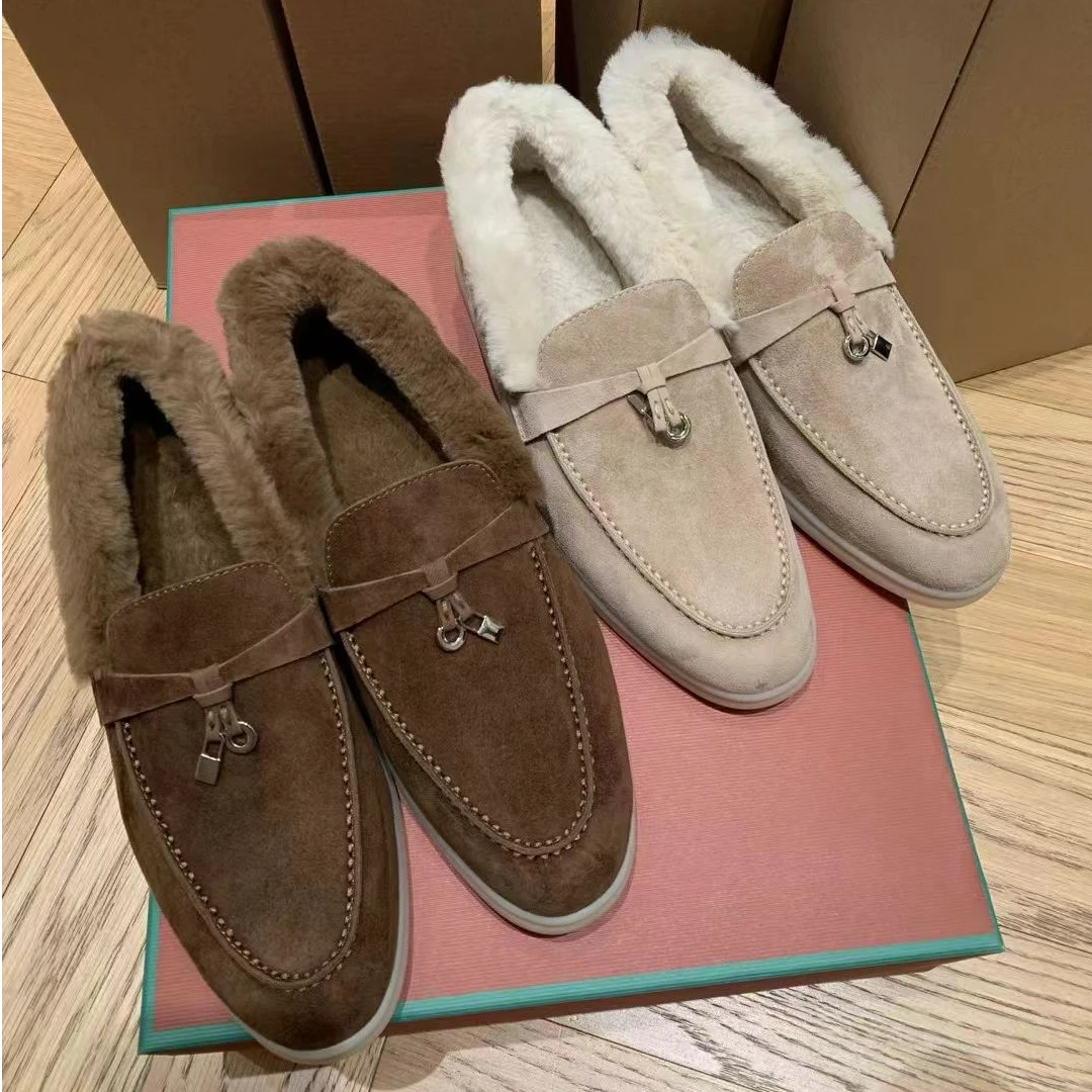 老钱风 open walk. 獭兔毛毛乐福鞋经典休闲X00034