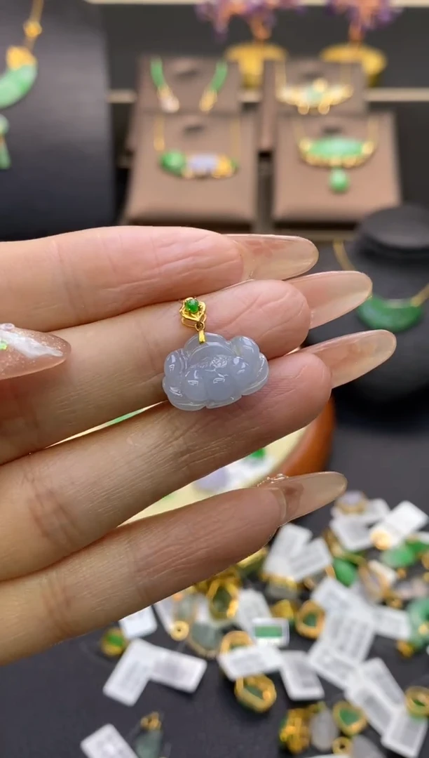 【闪购商品】翡翠颈饰18K金镶嵌净货11958