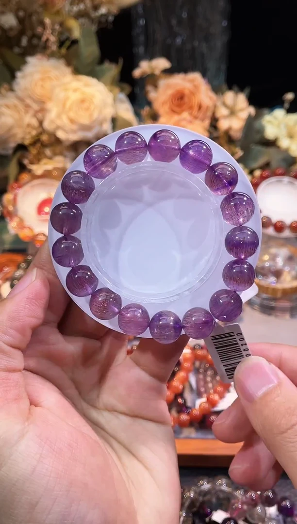 未镶嵌手链水晶粉紫超七12m+