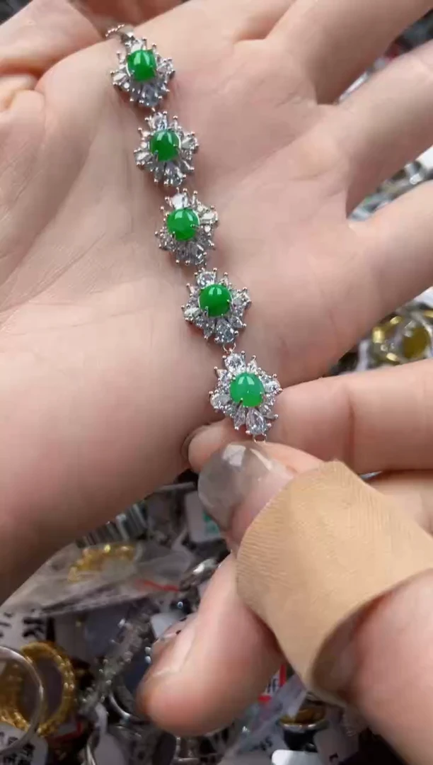 银S925镶嵌戒指翡翠8888----7