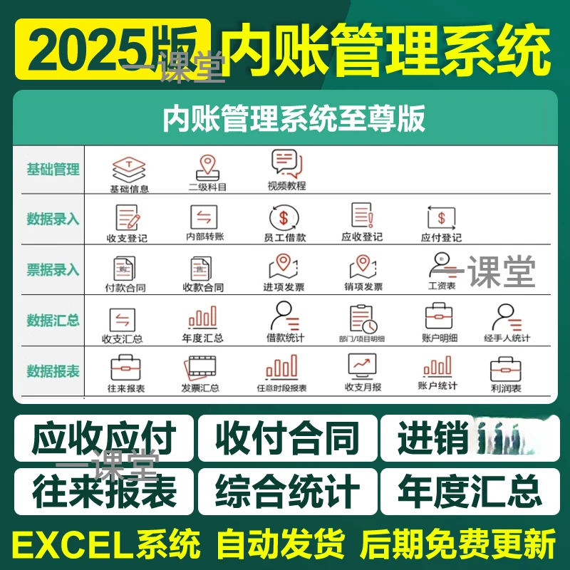2025新内账管理系统Excel表格企业财务出纳记账收支登记应收应付