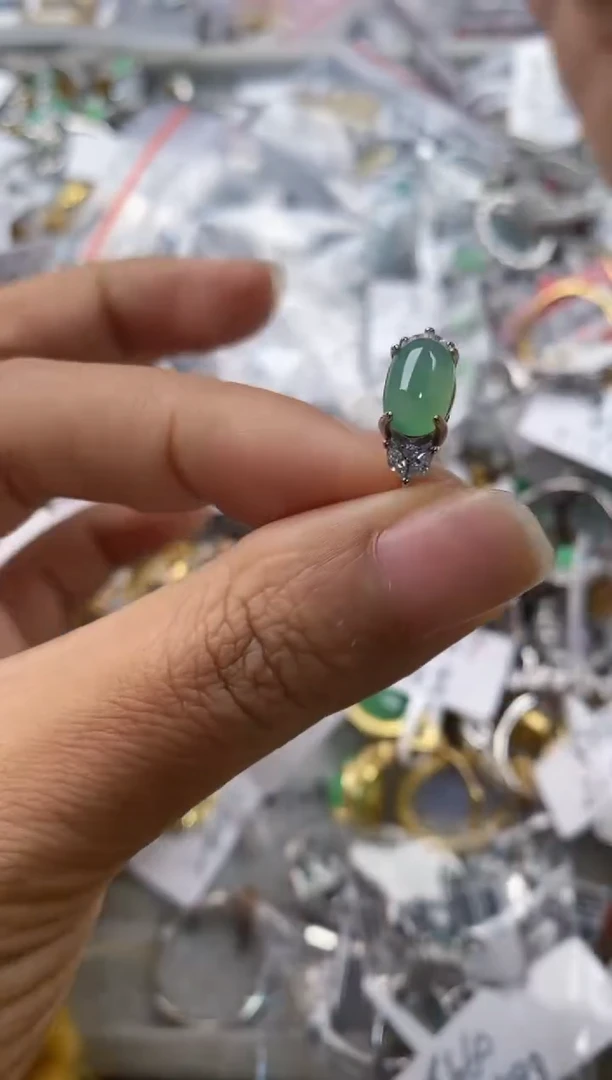 银S925镶嵌戒指翡翠111----1