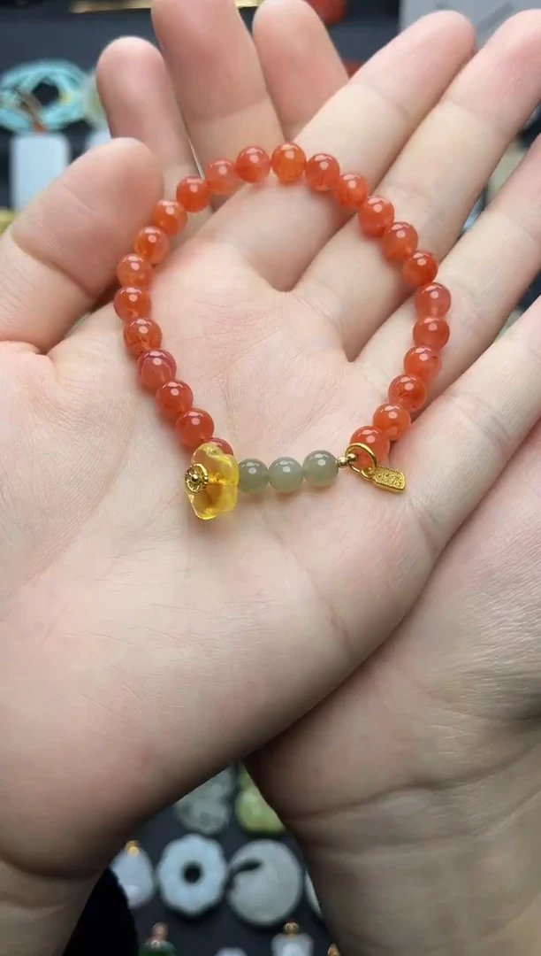 未镶嵌手串南红玛瑙花花手串06