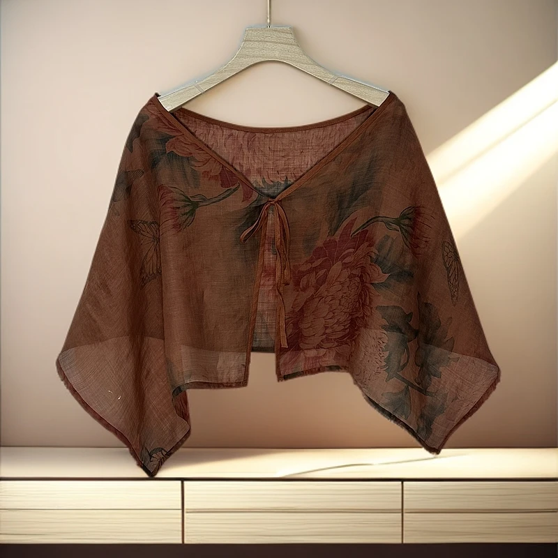 披帘披肩抹胸夏季短款时尚女士百搭印花薄款优雅沙滩大方1030