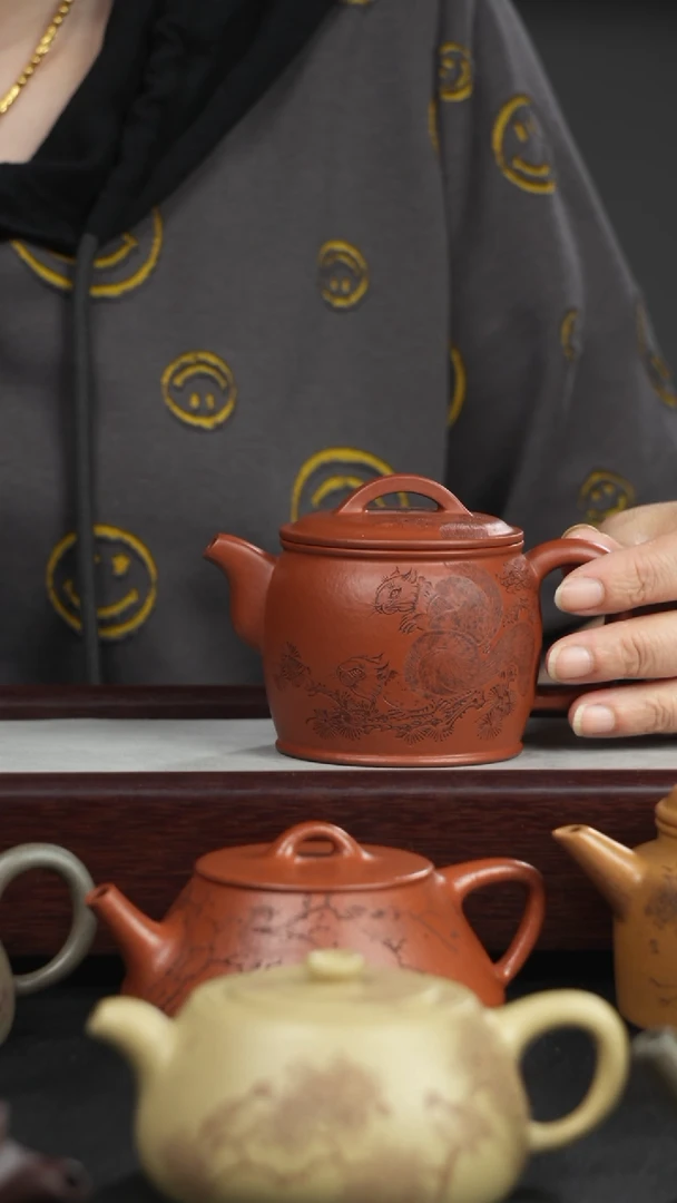 紫砂茶宠汉瓦朱泥全手工