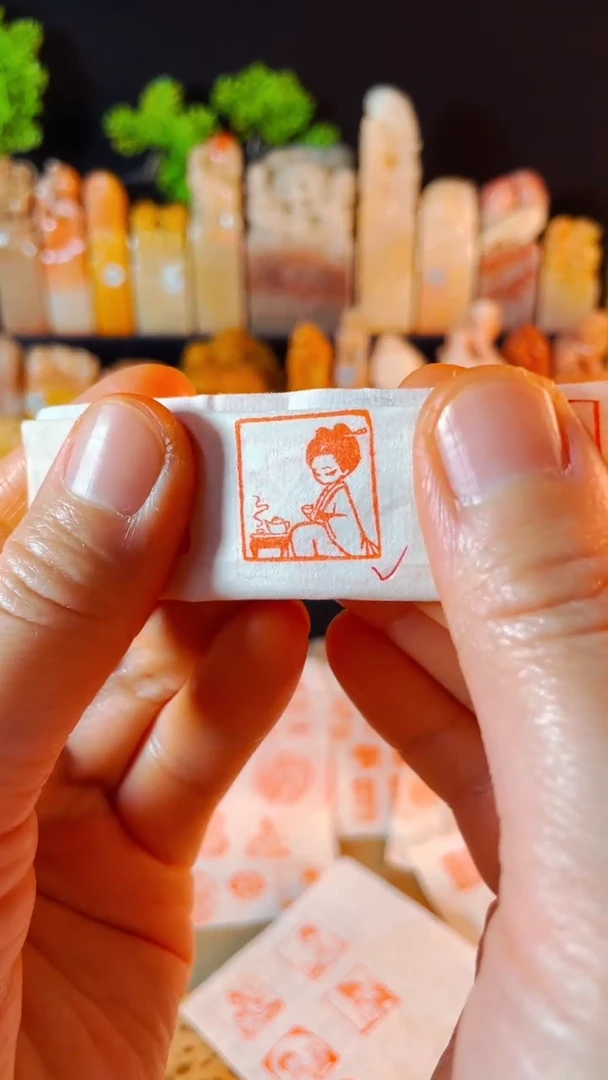 【闪购商品】巴林石印石手工篆刻《品茶少女》2.0