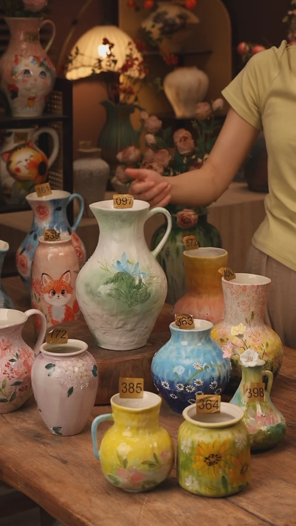 陶瓷097景德镇设计师手作花器摆件侘寂风