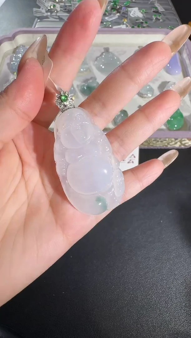翡翠18K金镶嵌吊坠(不含链)【源头工厂】钻石镶嵌