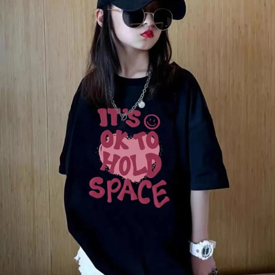 女童洋气纯棉t恤儿童半袖上衣中大童装休闲短袖女孩2025夏装新款