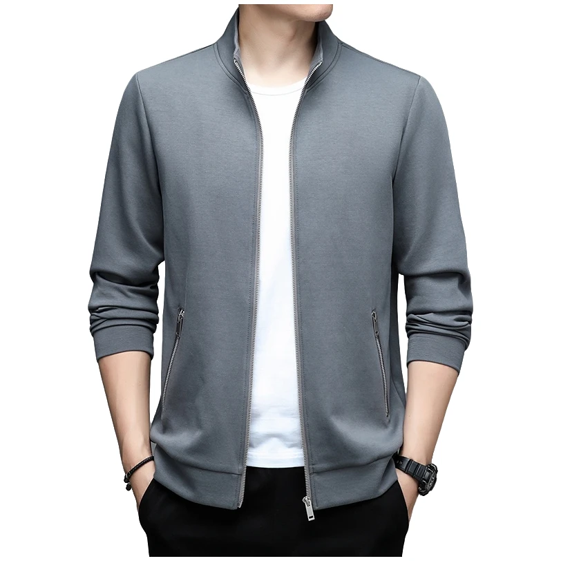 约文库费高端开衫卫衣男装立领春秋季装新款休闲运动中年男士外套