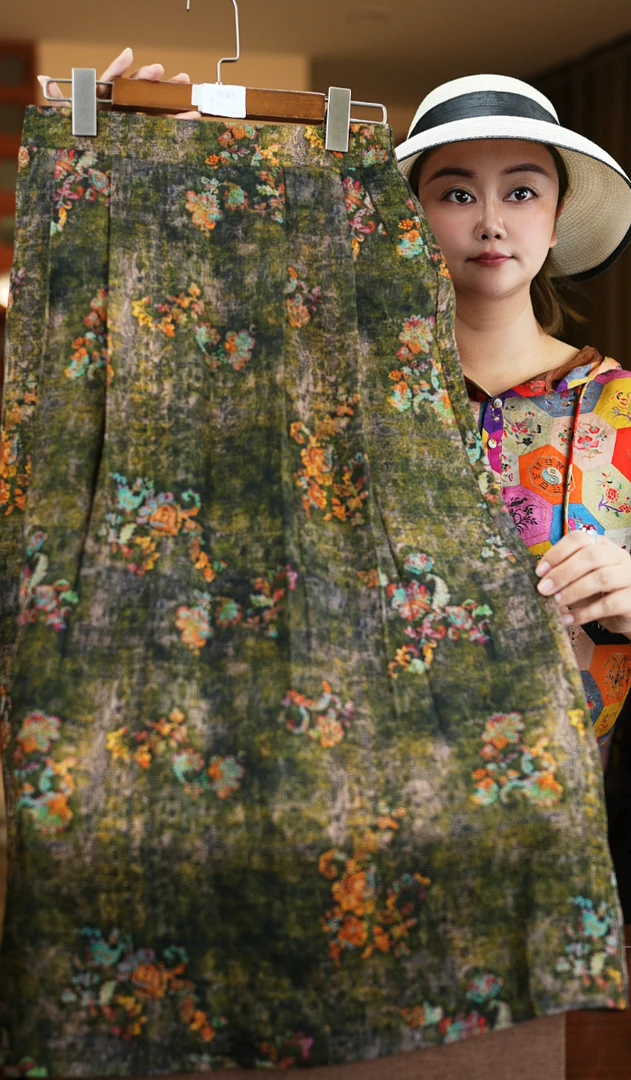 高腰显瘦木薯真丝气质女装裤子T1425