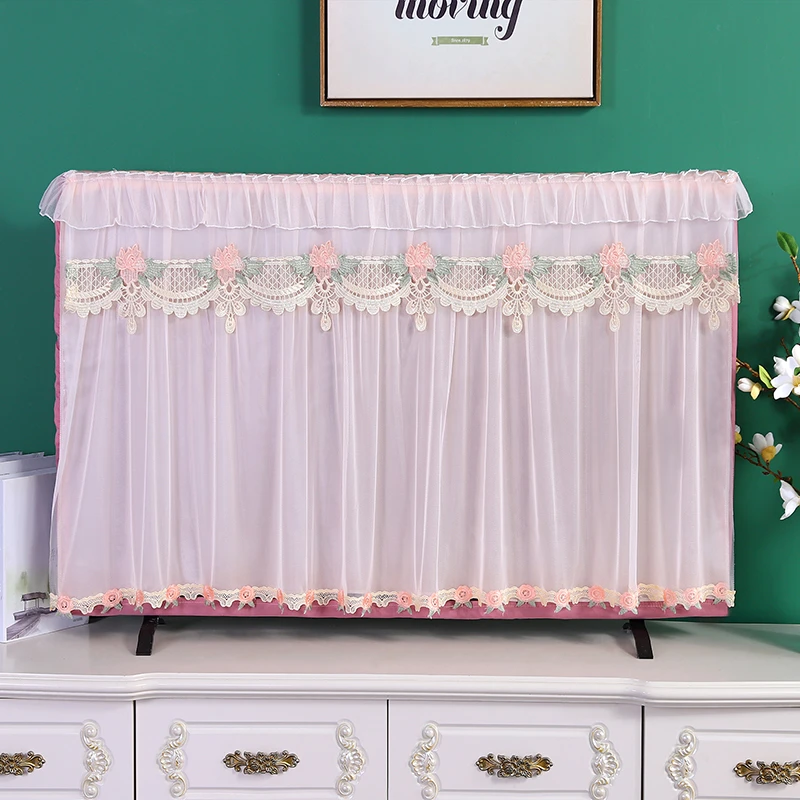 简约蕾丝电视机罩防尘342寸55寸60寸65寸通用直播