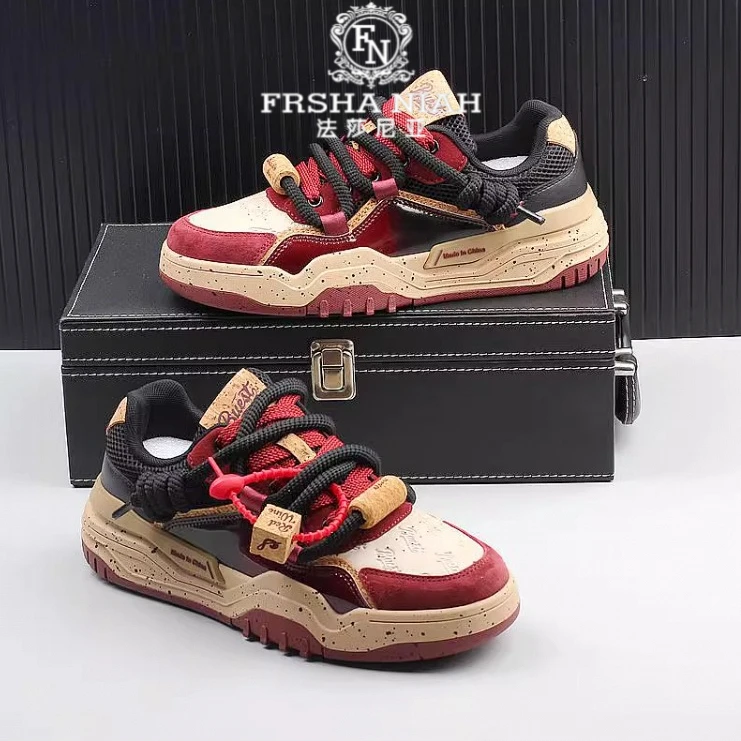 法莎尼亚潮牌休闲鞋男士秋季时尚厚底增高款潮流百搭轻便舒适板鞋