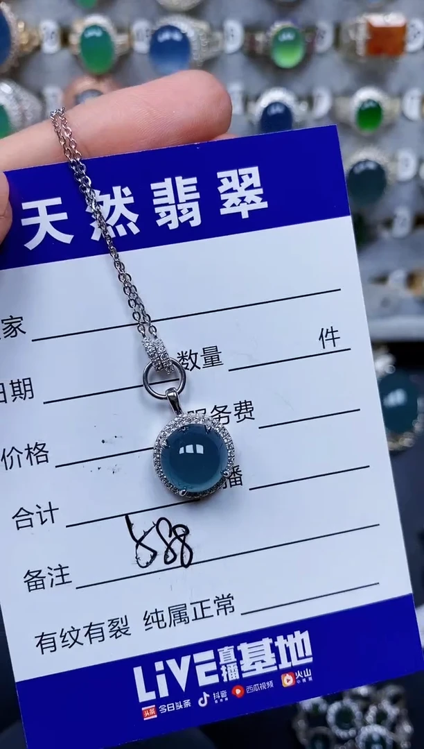 翡翠银S925镶嵌颈饰588