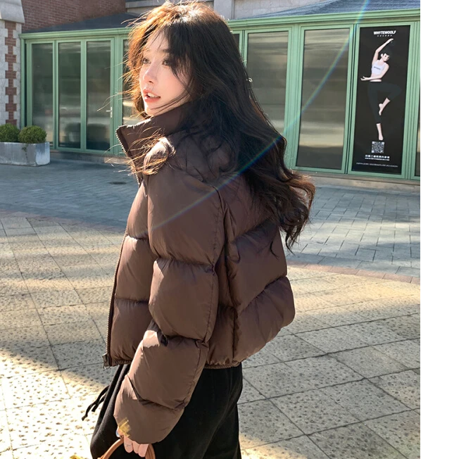 超短款羽绒服女小个子加厚肯豆风高腰2025年冬季新款白鸭绒面包服