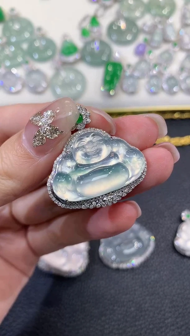 吊坠(不含链)18K金镶嵌翡翠周*璇A61