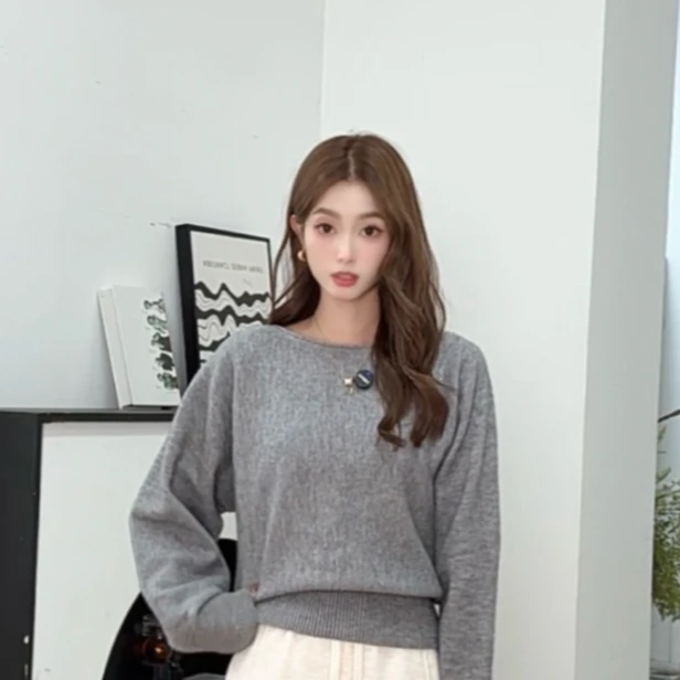 IEF/爱依服2025冬季新款韩版优雅气质宽松百搭通勤毛织蝙蝠衫上衣