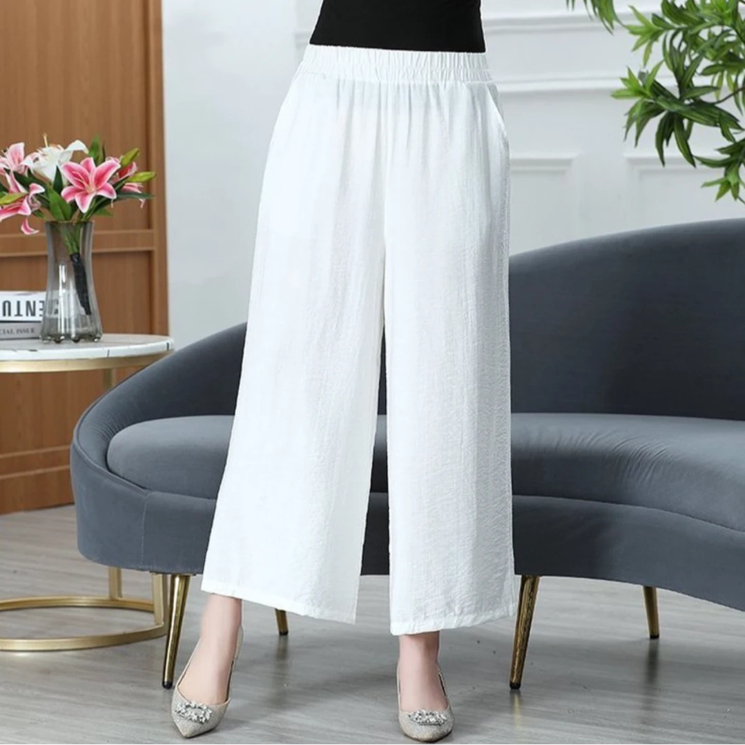 中老年妈妈夏季长裤直筒裤新款休闲时尚百搭裤子薄款