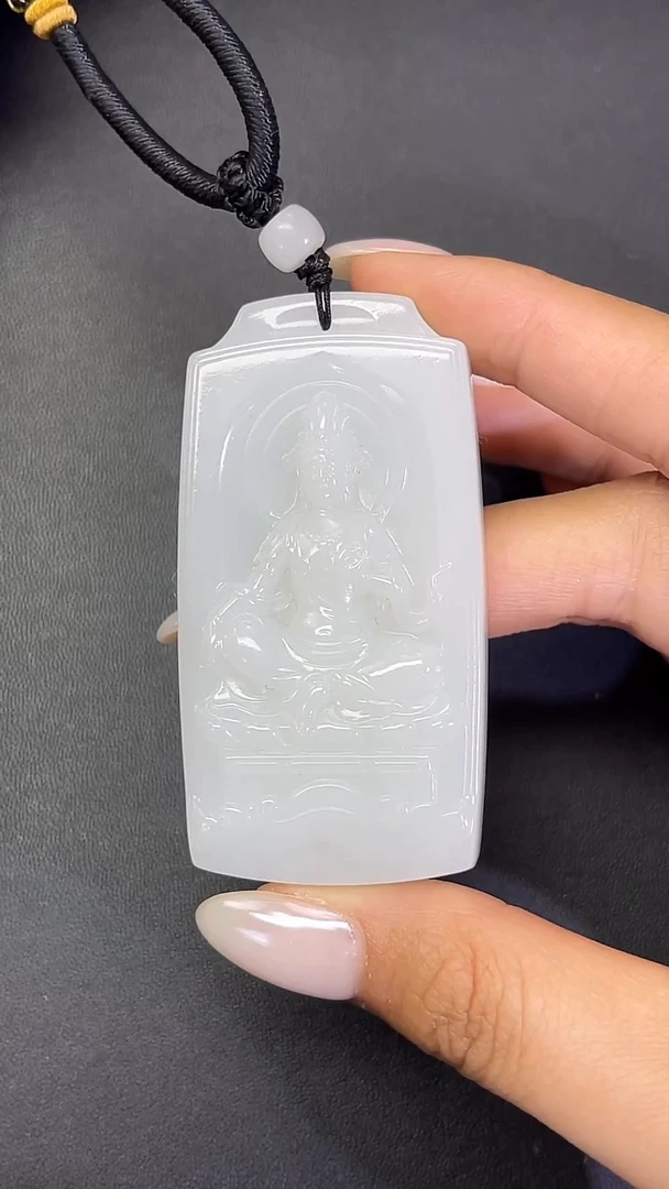 颈饰未镶嵌和田玉711001#和田玉羊脂白玉精雕观音吊坠多人