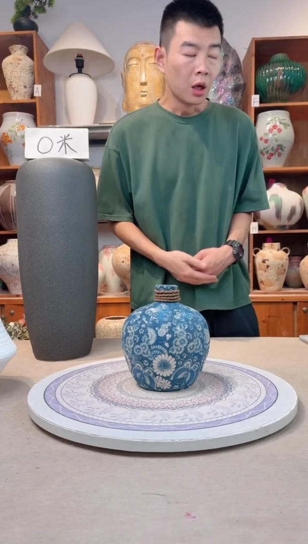 瓶陶瓷花瓶  福利  青花麻绳小号 不装水