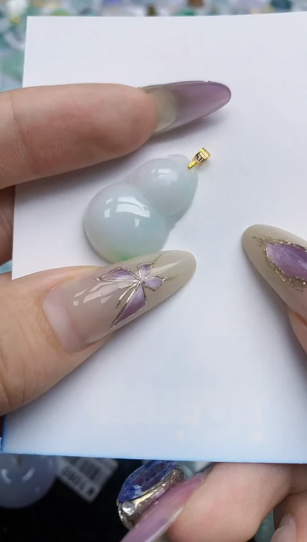 翡翠挂件18K金镶嵌465   天然翡翠A货