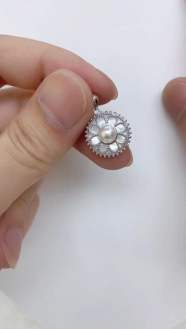 海水珍珠银S925镶嵌颈饰