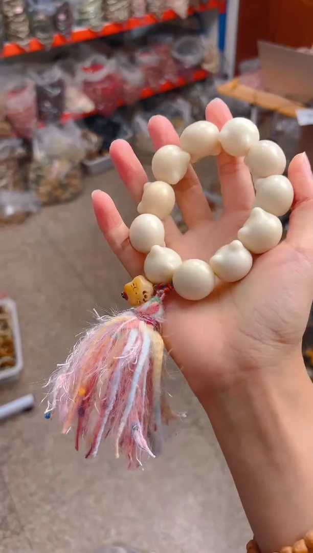 吊坠菩提根/象牙果白色猫猫头小手持