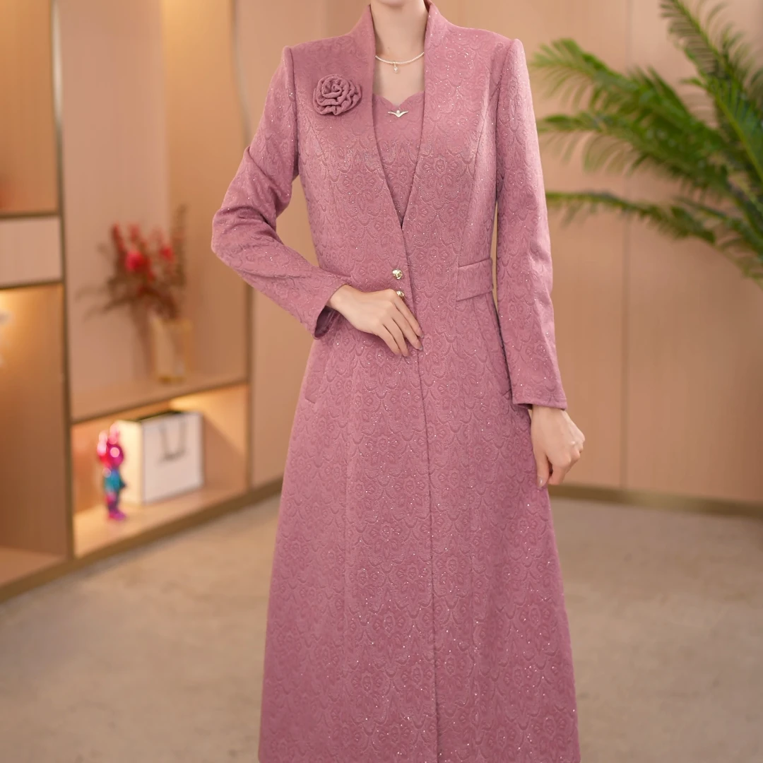 【宸紫女装】25158秋季时尚两件套连衣裙新款遮肚子显瘦洋气