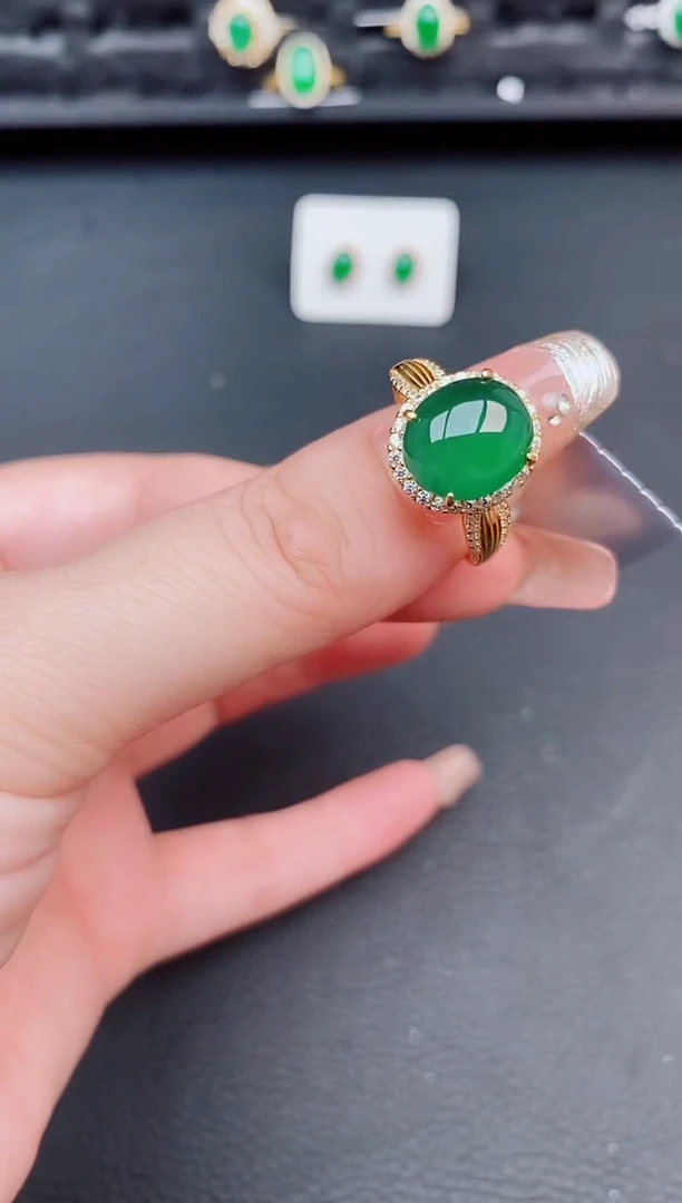 翡翠戒指银S925镶嵌天然a货翡翠138
