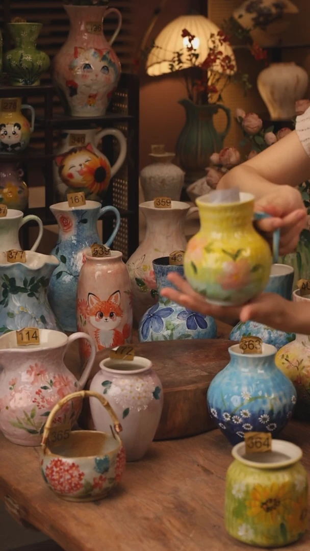 陶瓷385景德镇设计师手作花器摆件侘寂风