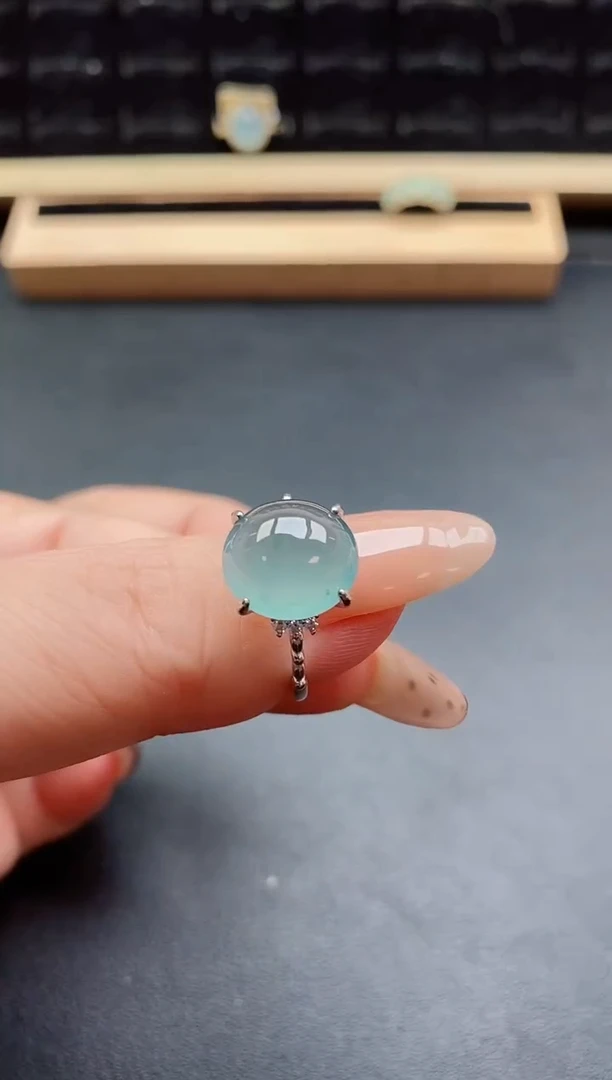 银S925镶嵌戒指翡翠1