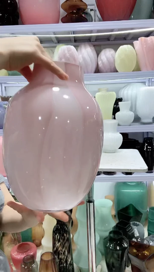 粉色中式大肚花瓶微瑕介意勿拍
