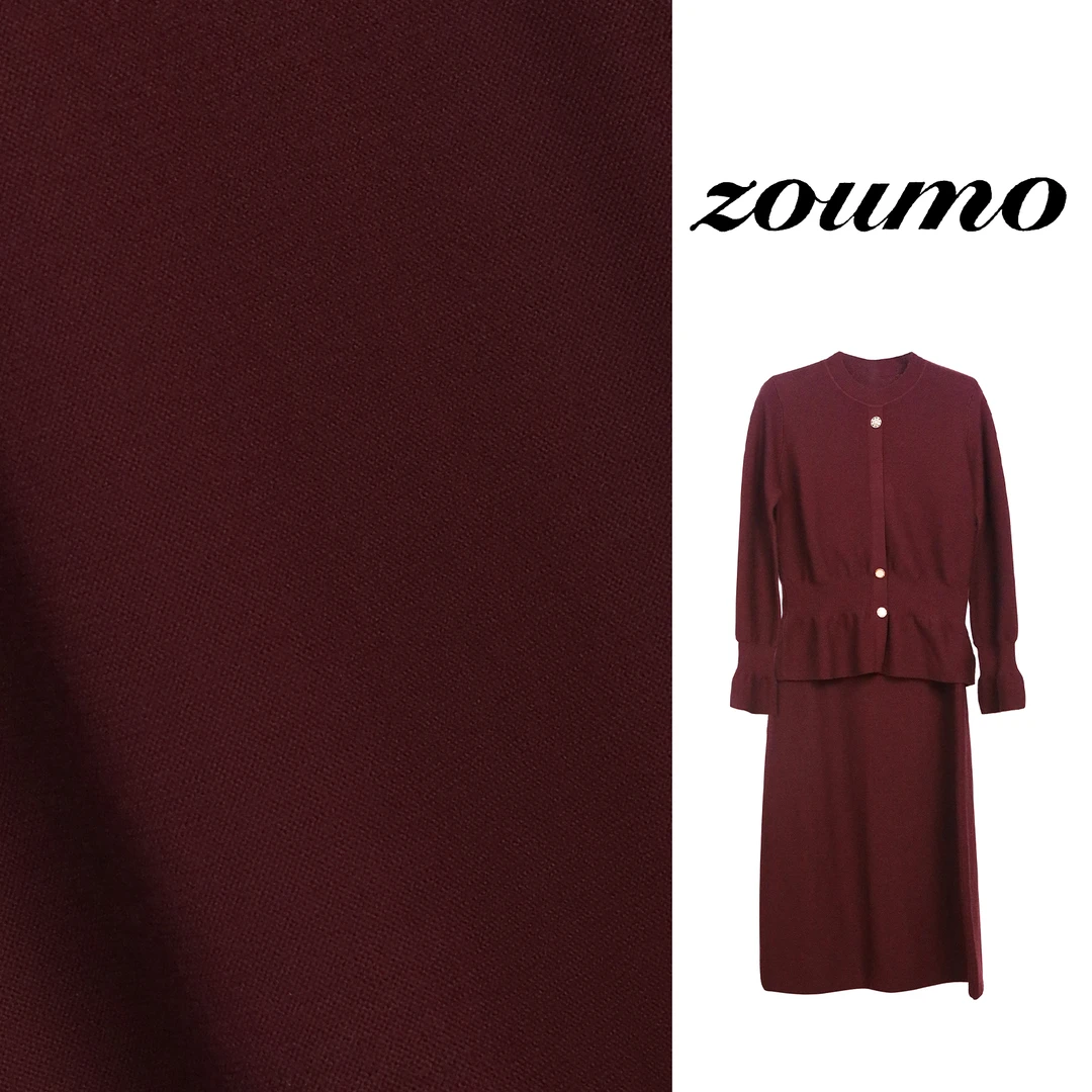 ZOUMO/邹茉 "曼哈顿夜"减龄时尚高级感小香风酒红套装A30TZ00022