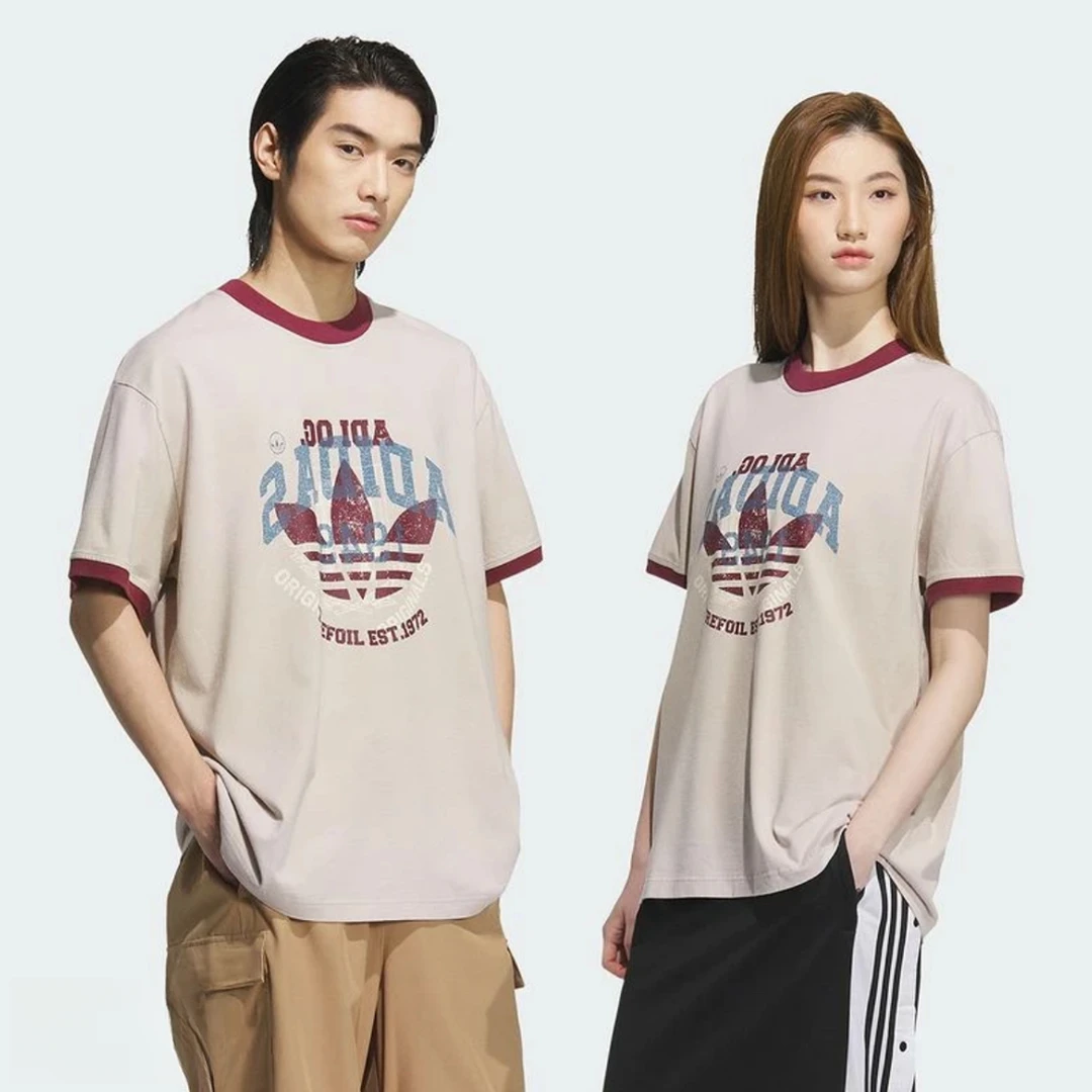 Adidas阿迪达斯三叶草男女夏季新款复古风纯棉短袖运动T恤KC0288