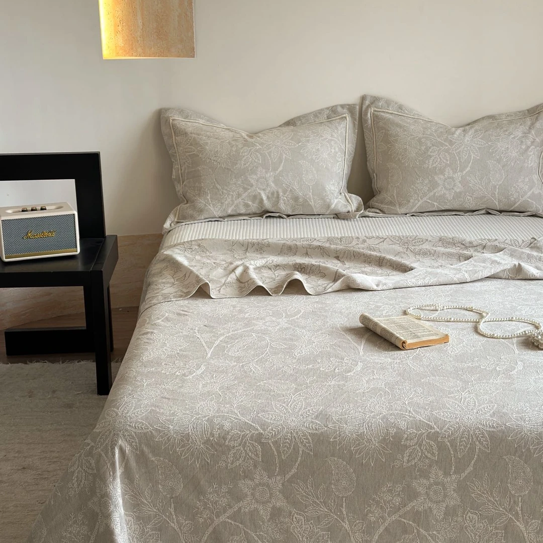 2025【天丝麻提花床盖毯/凉席】天丝麻双面透气柔软床盖凉席