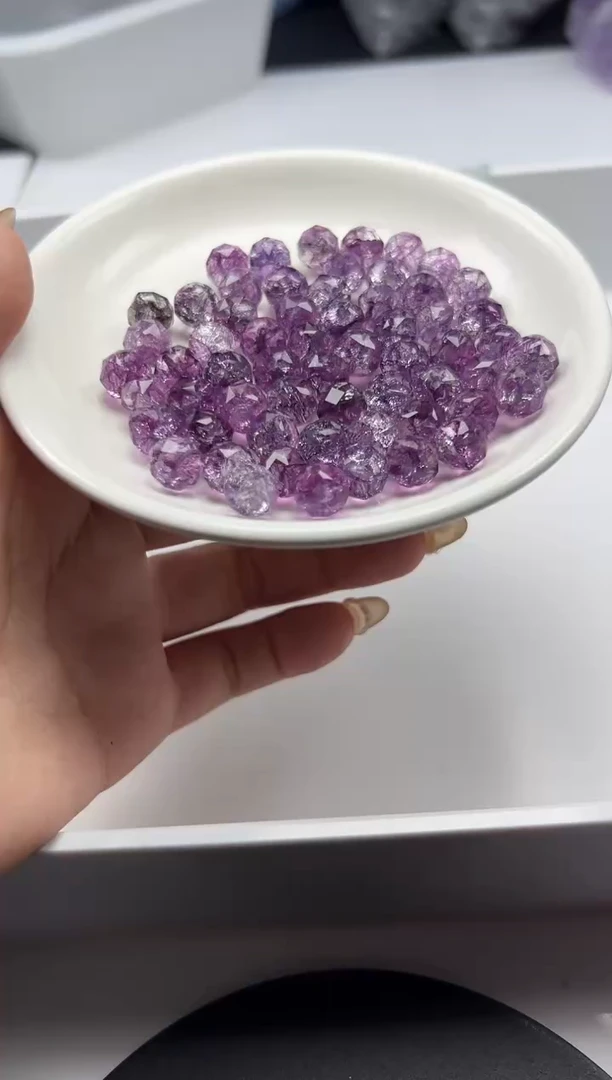 颈饰未镶嵌水晶w1809乌梅紫阿赛切面10mm*10颗
