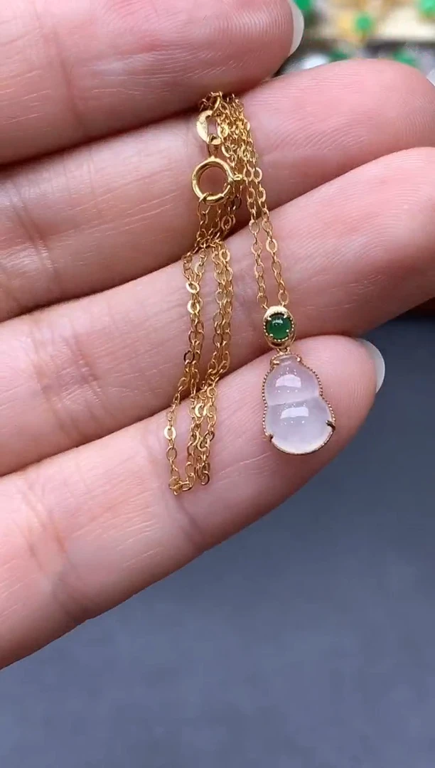 颈饰18K金镶嵌翡翠244-中国好珍宝