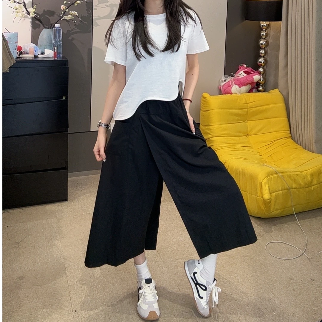 蔡小姐高腰休闲裤女2025春夏透气百搭不走光气质裙裤