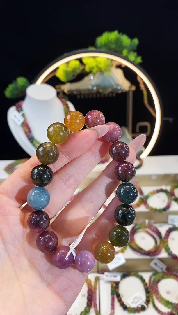 【闪购商品】碧玺手串未镶嵌G2495素圈颜色微差