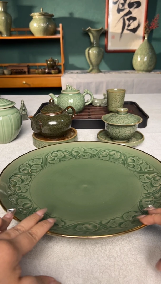 其他纯手工缠枝唐草纹描金赏盘特价