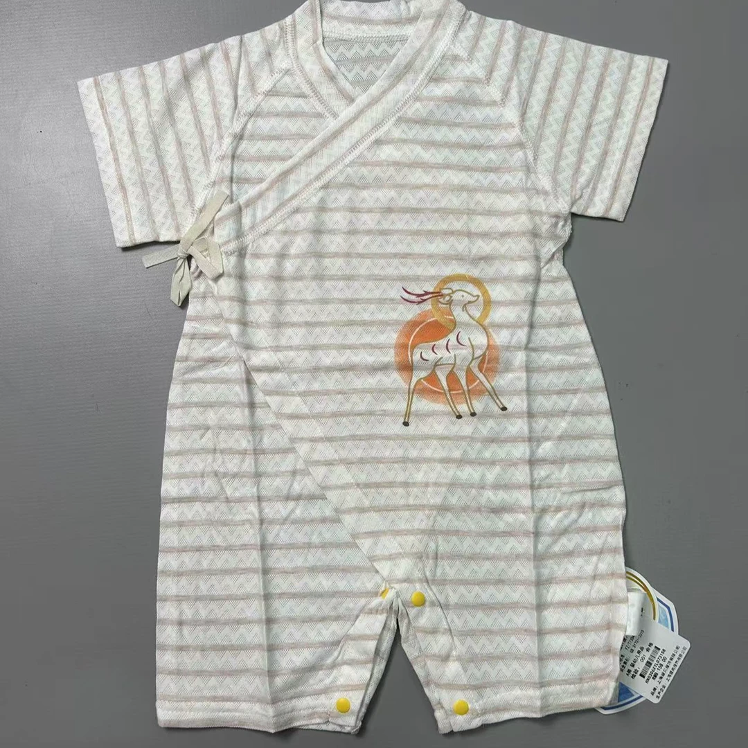 条纹小鹿短袖连体