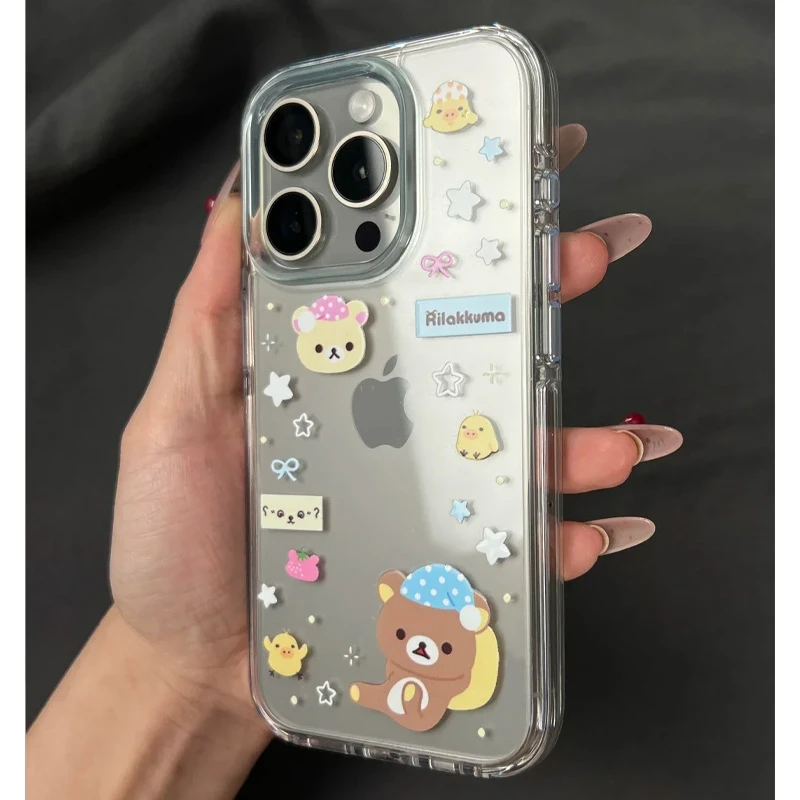 可爱睡觉小熊适用苹果13手机壳软iphone16pro/15小米vivo华为oppo