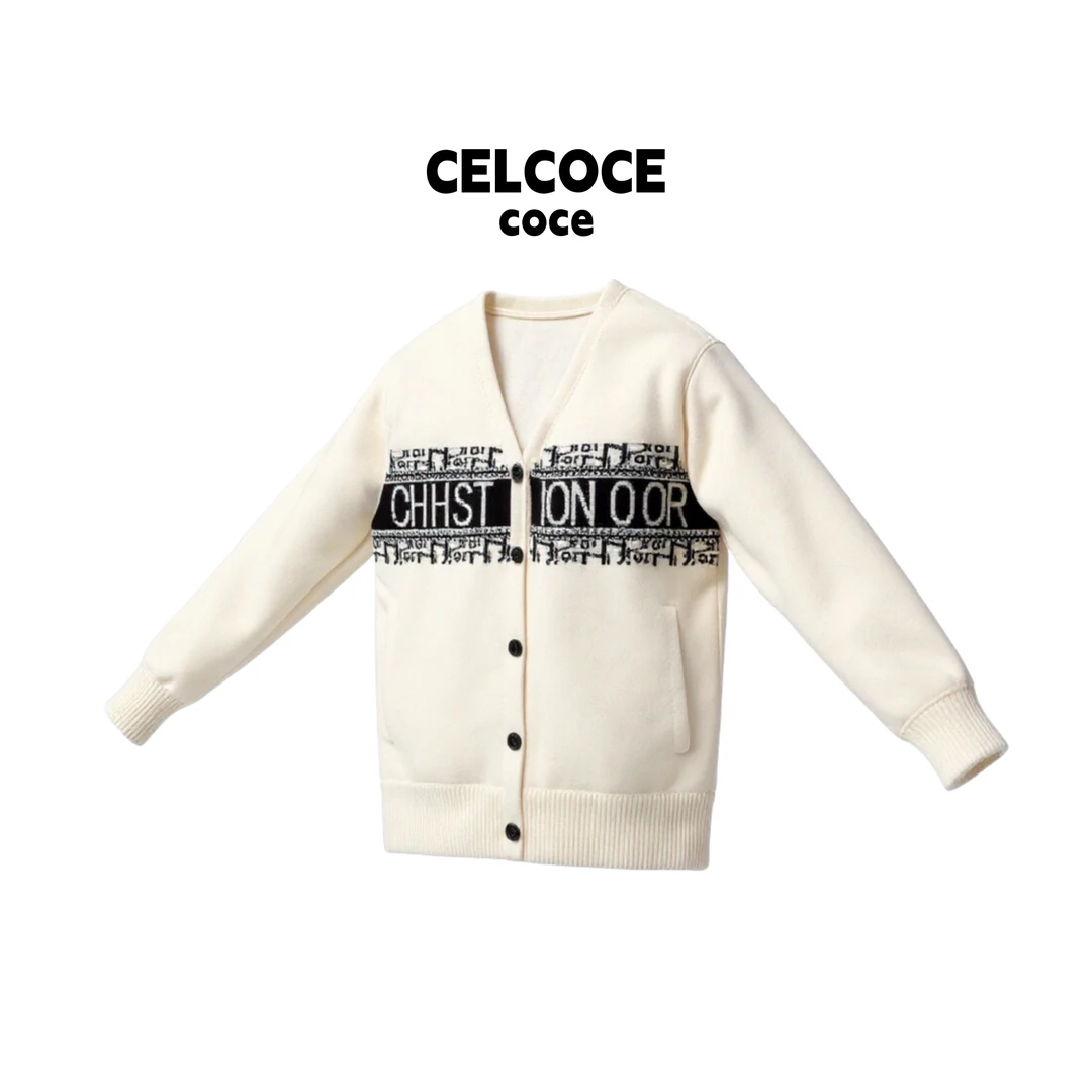 CELCOCE-A74-毛衣针织女小香风减龄V领外套南油高端女-X